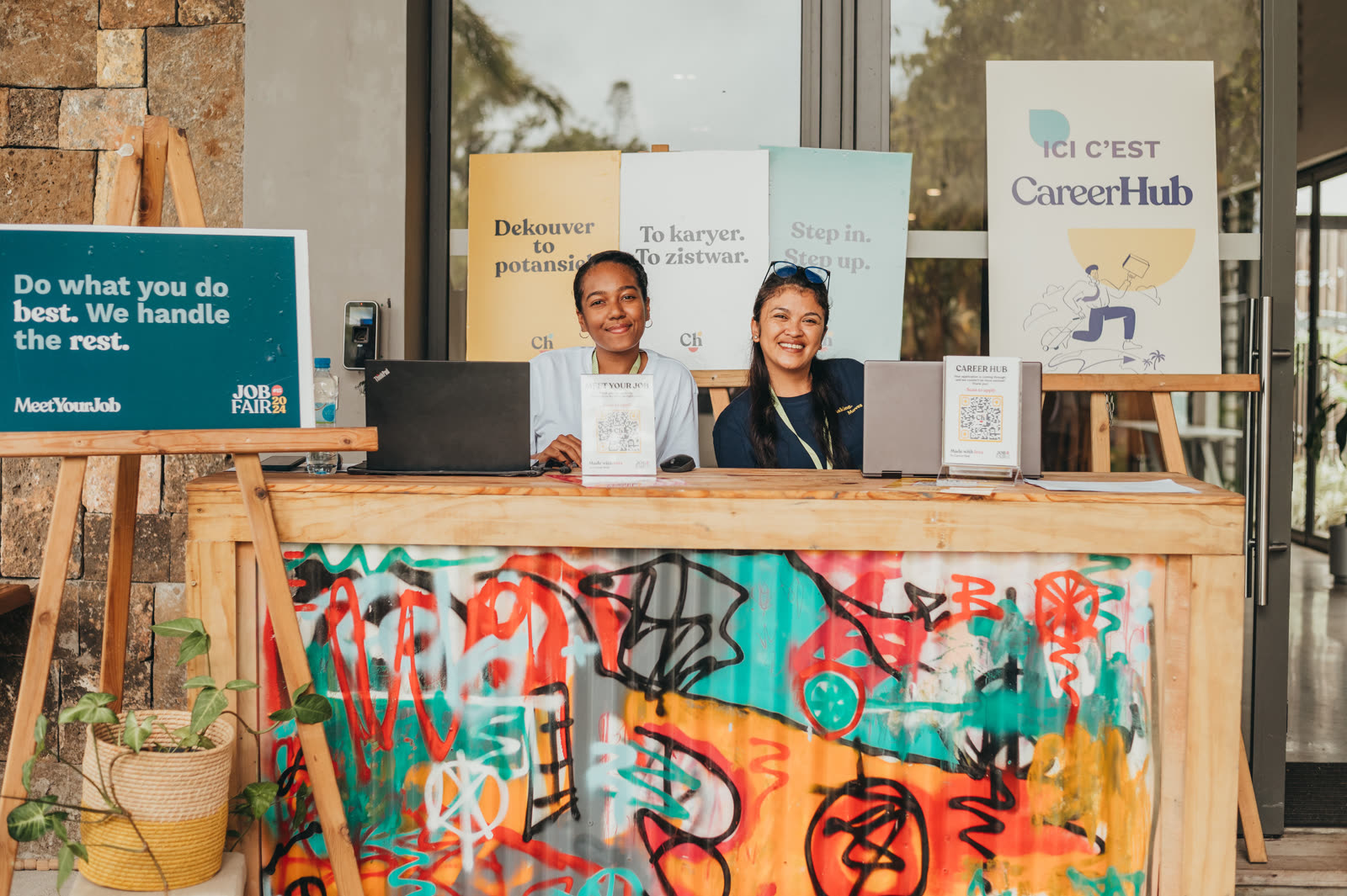 Accueil CareerHub à l'entrée de l'événement
