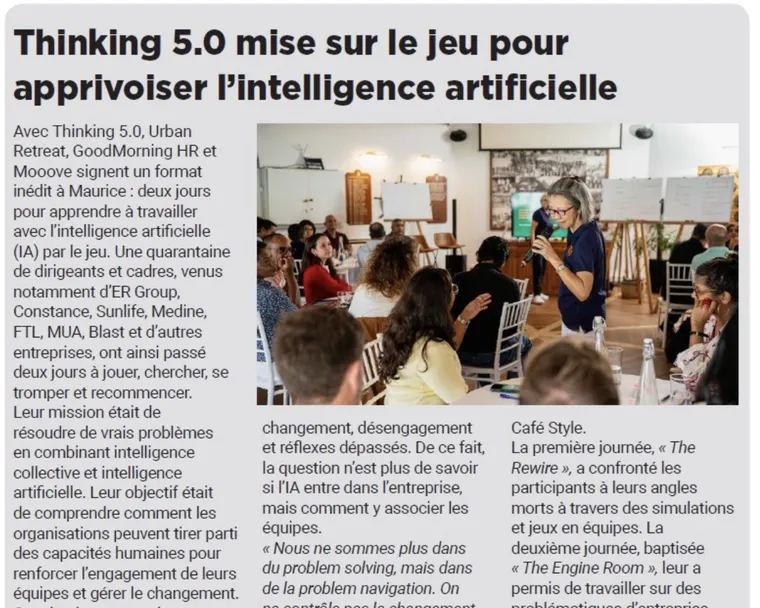 Coupure de presse : Thinking 5.0 mise sur le jeu pour apprivoiser l'intelligence artificielle