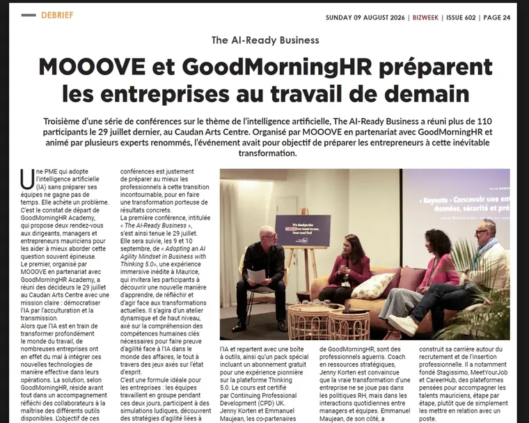 Coupure de presse : MOOOVE et GoodMorningHR préparent les entreprises au travail de demain