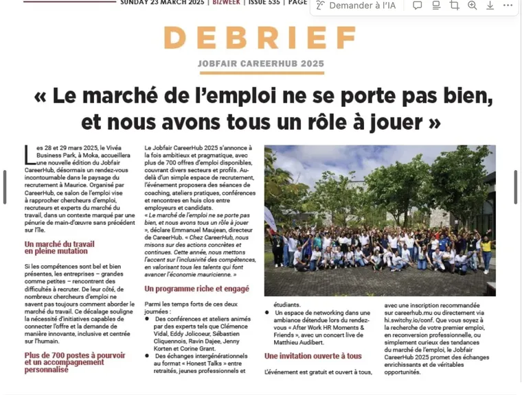 Coupure de presse : « Le marché de l'emploi ne se porte pas bien, et nous avons tous un rôle à jouer »